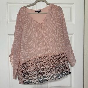 Zac & Rachel print dots light pink Women's Top size XL